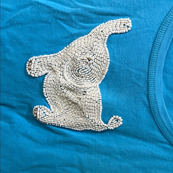 Tracy Reese Turquoise Top with Beaded Elephant - Picture 3 of 7